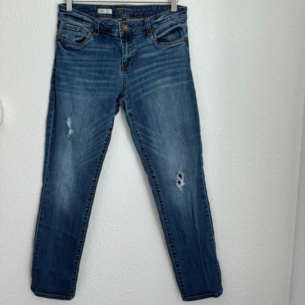 Kut From the Kloth blue distressed midrise cropped boyfriend jeans size 8 / 29 - Picture 1 of 7